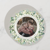 ベージュの丸型/角型 スノーベリー+ユーカリの写真 シーズンカード (正面/裏面)