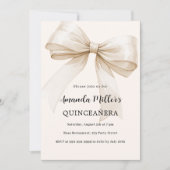 ベージュの優雅なキンセアニエラ 招待状 (正面)