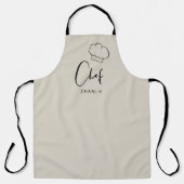 ベージュの可愛い帽子とシパーソナライズされたェフのエプロン エプロン (正面)