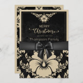 ベージュの台本 メリークリスマスとハッピーニューイヤー 招待状 (正面/裏面)