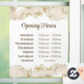 ベージュの大理石模様の営業時間窓用フィルム ウィンドウサイン (ホーム)