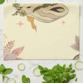 ベージュの妖精蛾、神秘的なグラフィックアートワーク キッチンタオル (折り畳み)