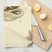 ベージュの妖精蛾、神秘的なグラフィックアートワーク キッチンタオル (四つ折り)