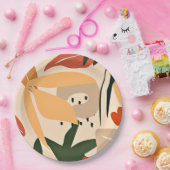 ベージュの審美的な熱帯パターン ペーパープレート (パーティー)