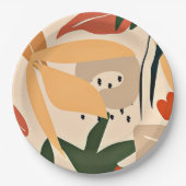 ベージュの審美的な熱帯パターン ペーパープレート (正面)