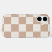 ベージュの市松模様のチェック柄とナチュラルブラウン Case-Mate iPhoneケース (裏面 (横))