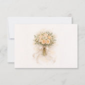 ベージュの幻想的な水彩ロマンティックなカップルの結婚式 出欠カード (裏面)