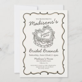 ベージュの弓リトロハートコケッテケーキ ブライダルブランチ 招待状