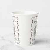 ベージュの弓リボン付きレトロハート コケッタケーキ ブライズシャワー 紙コップ (左)