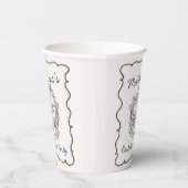 ベージュの弓リボン付きレトロハート コケッタケーキ ブライズシャワー 紙コップ (右)