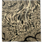 ベージュの強い色合いでツイスト、鏡 シャワーカーテン (正面)