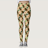 ベージュの形状、ストライプ円、または緑がかった六角形 レギンス (正面)