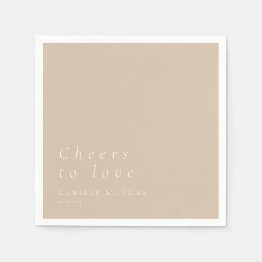 ベージュの応援を愛パーソナライズされたす結婚る スタンダードカクテルナプキン (正面)