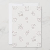 ベージュの手描きのジェンダーニュートラルベビーシャワー 招待状 (裏面)