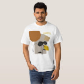 ベージュの抽象的な花のシルエット Tシャツ (正面フル)