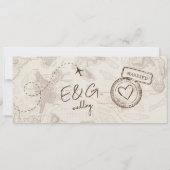 ベージュの搭乗券 結婚式 QRコード 招待状 (裏面)