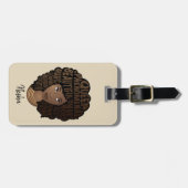 ベージュの旅楽しむ路に黒人女性を励ます ラゲッジタグ (正面横)