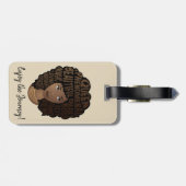 ベージュの旅楽しむ路に黒人女性を励ます ラゲッジタグ (裏面横)