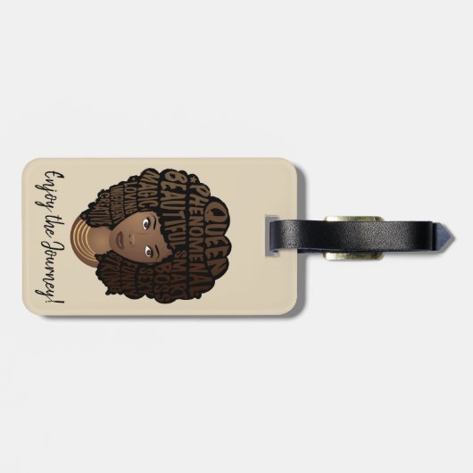 ベージュの旅楽しむ路に黒人女性を励ます ラゲッジタグ (裏面横)