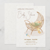 ベージュの柔らかいベビーシャワー 招待状 (正面/裏面)