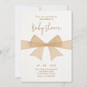 ベージュの柔らかい茶色の弓のベビーシャワー 招待状