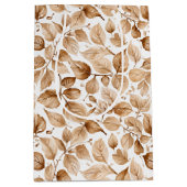 ベージュの水の色の離れパターン ミディアムペーパーバッグ (正面)