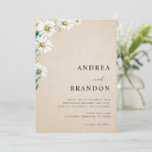 ベージュの水彩ダリア ワイルドフラワー QR コード ウェディング , 招待状 (スタンド正面)
