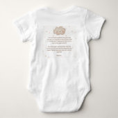 ベージュの水彩ベイビーシャワー ベビーボディスーツ (裏面)