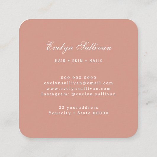 ベージュの水彩弓シーシェルロゴ名刺 スクエア名刺 (裏面)