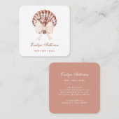 ベージュの水彩弓シーシェルロゴ名刺 スクエア名刺 (正面/裏面)