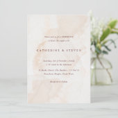 ベージュの水彩沿岸ウェディング 招待状 (スタンド正面)