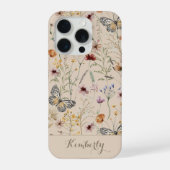 ベージュの水彩野の花パターン名  iPhoneケース (裏面)