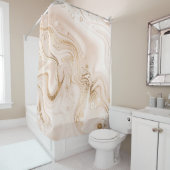 ベージュの液体大理石で金ゴールドグリッターを シャワーカーテン (インサイチュ)