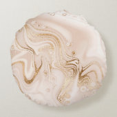 ベージュの液体大理石で金ゴールドグリッターを ラウンドクッション (裏面)