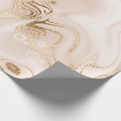 ベージュの液体大理石で金ゴールドグリッターを ラッピングペーパー (角)