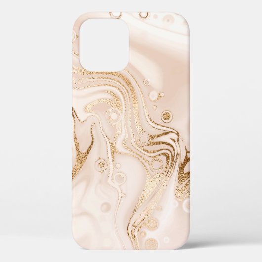 ベージュの液体大理石で金ゴールドグリッターを Case-Mate iPhoneケース (裏面)