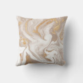 ベージュの液体大理石、金ゴールドラインアート。 クッション (裏面)