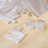 ベージュの液体大理石、金ゴールドラインアート。 ジグソーパズル (側面)