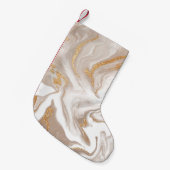 ベージュの液体大理石、金ゴールドラインアート。 スモールクリスマスストッキング (正面 (吊り時))
