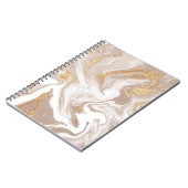 ベージュの液体大理石、金ゴールドラインアート。 ノートブック (左側)