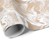 ベージュの液体大理石、金ゴールドラインアート。 ラッピングペーパー (ロールコーナー)