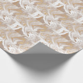 ベージュの液体大理石、金ゴールドラインアート。 ラッピングペーパー (角)