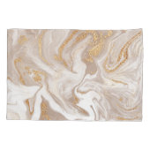 ベージュの液体大理石、金ゴールドラインアート。 枕カバー (裏面)