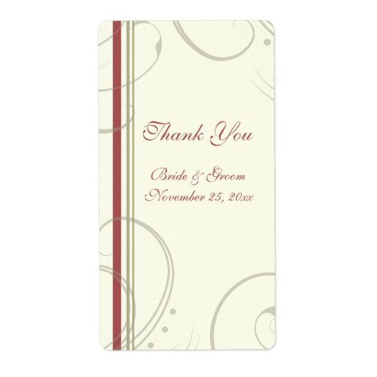 ベージュの渦巻き旋回ウェディングラベル ラベル (正面)