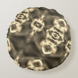 ベージュの濃淡の明るい斑点や形 ラウンドクッション