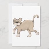 ベージュの猫の絵　緑の目 招待状 (正面)