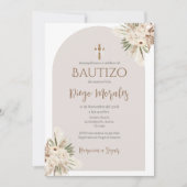 ベージュの男の子の洗礼招待状 招待状 (正面)