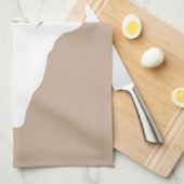 ベージュの白い鹿の頭のシルエット キッチンタオル (四つ折り)