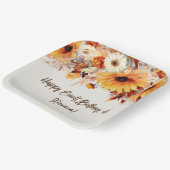 ベージュの秋の花パーティー ペーパープレート (傾斜あり)