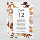 ベージュの秋の花柄テーブルナンバー席次表 招待状 (正面/裏面)